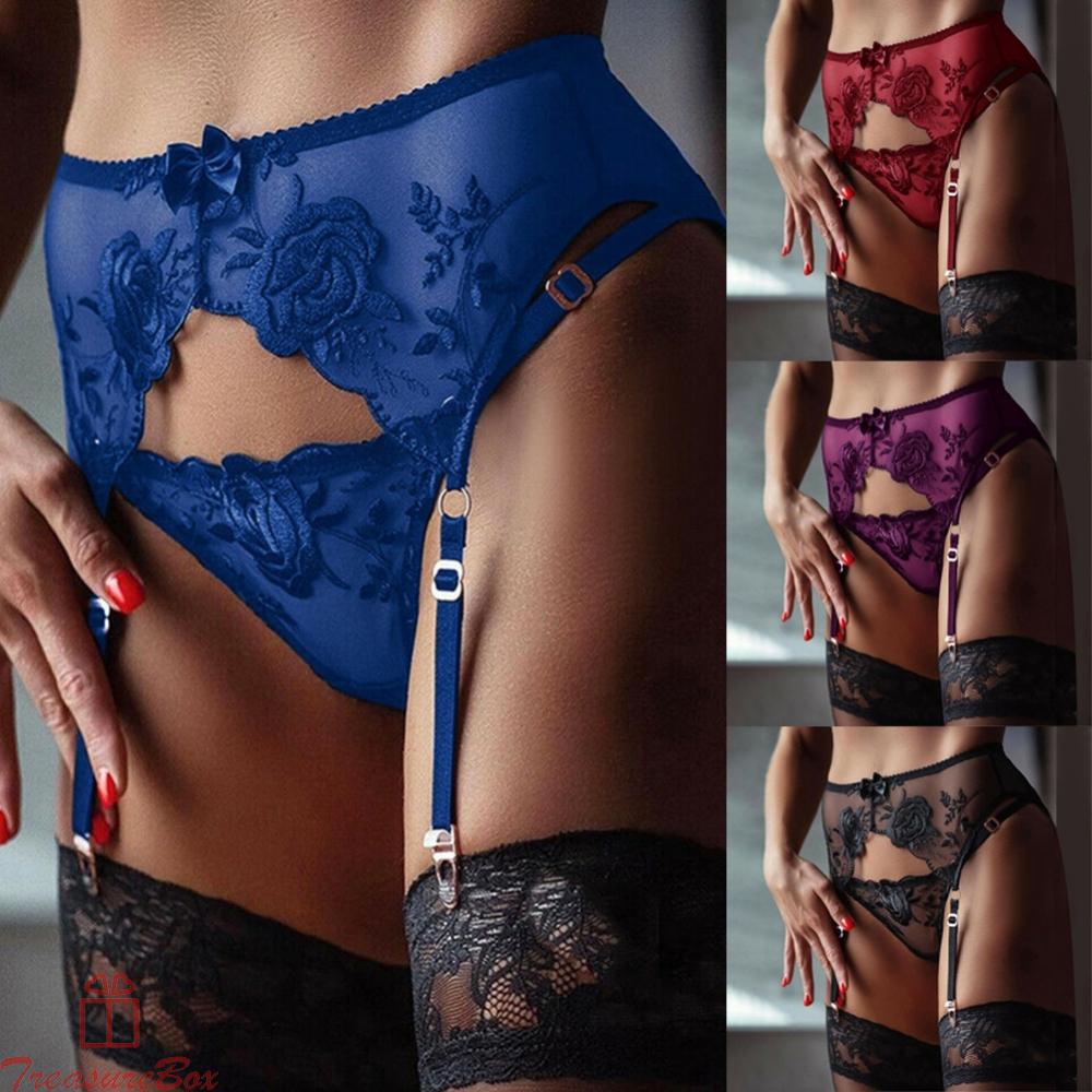 Elegant Lace Suspender Garter Belt with G string Women's Seductive Underwear