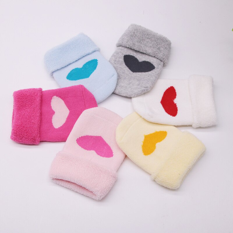 Dễ Thương Tất Dệt Kim Dày Dặn Màu Trơn Giữ Ấm Mùa Đông In Họa Tiết Trái Tim Xinh Xắn Cho Bé Sơ Sinh