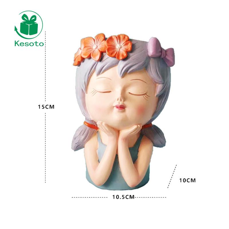 Chậu hoa KESOTO tạo hình bé gái dễ thương để bàn trang trí sáng tạo cho quán bar/ nhà hàng