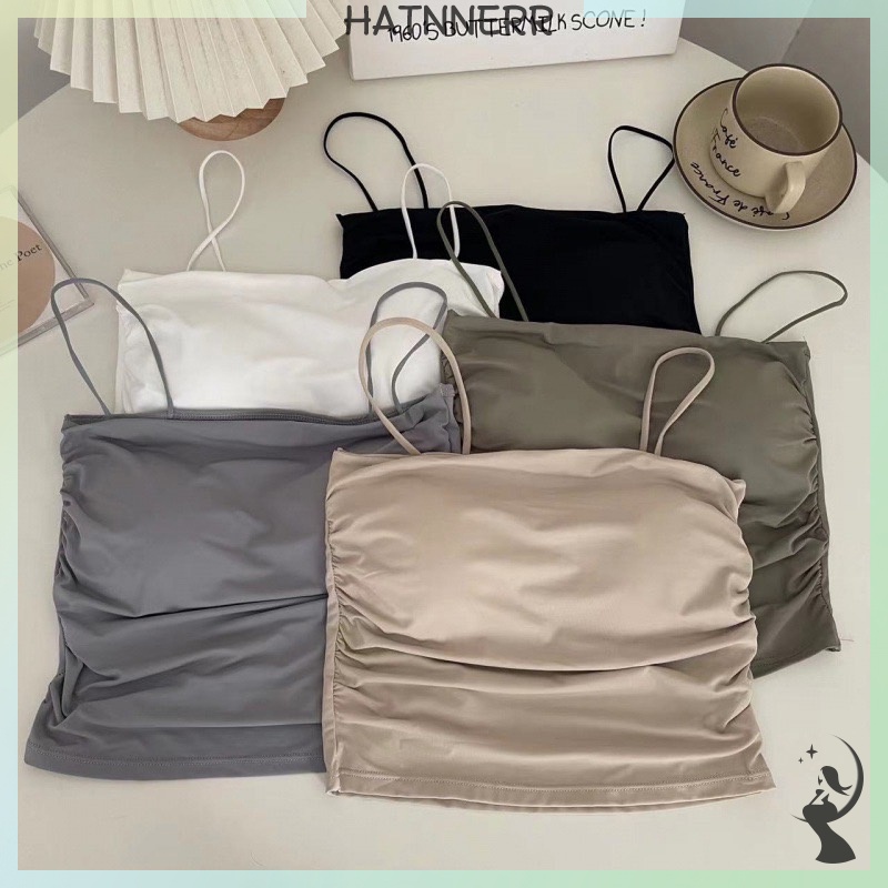 Áo hai dây Có Đệm Ngực Màu Trơn Gợi Cảm Mùa Hè Cho Nữ fhs