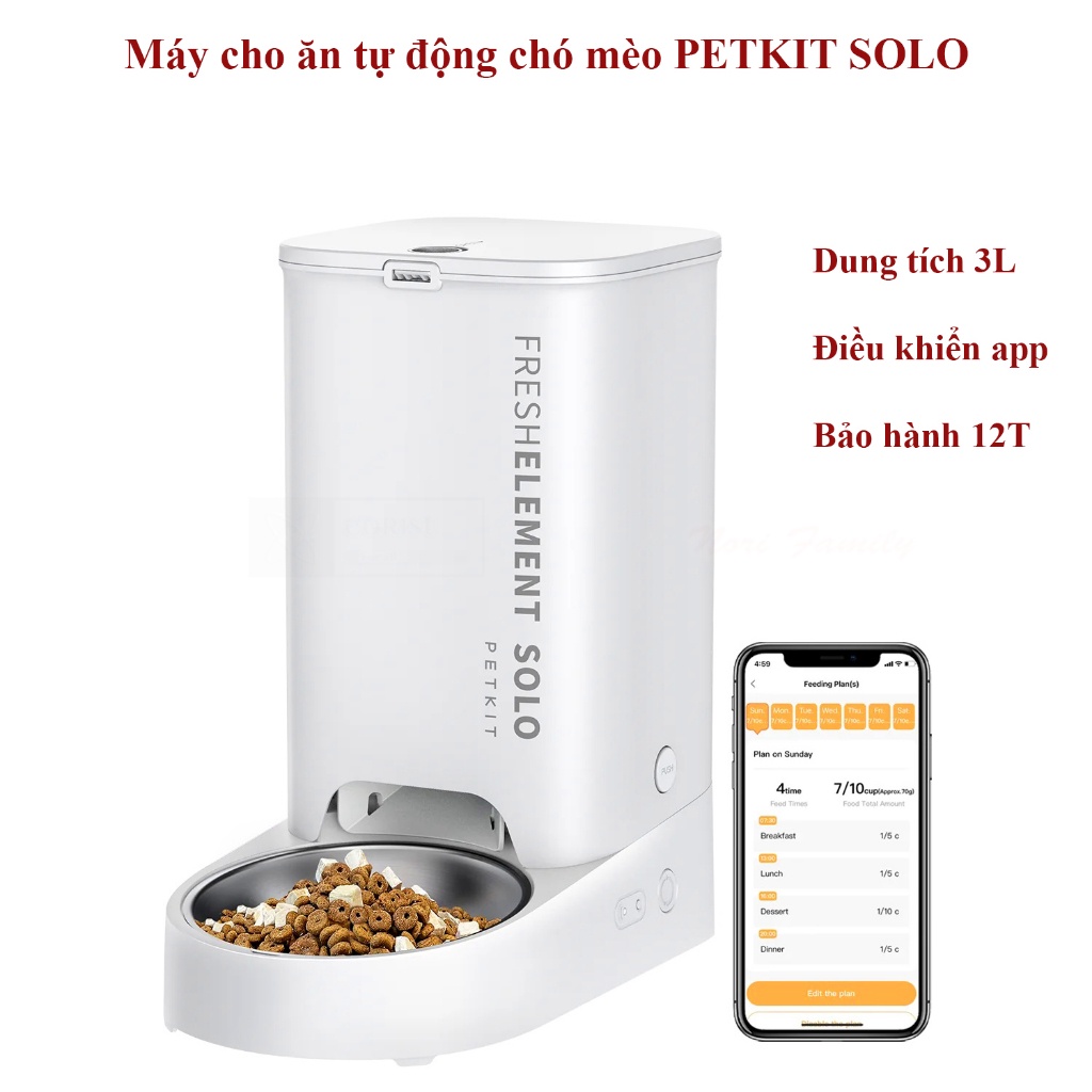 Máy cho ăn tự động hẹn giờ chó mèo Petkit Solo điều khiển thông minh qua app điện thoại mẫu mới nhất 2023