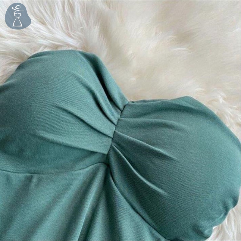 Áo Hai Dây Mùa Hè Màu Trơn Có Đệm Ngực Gợi Cảm Cho Nữ