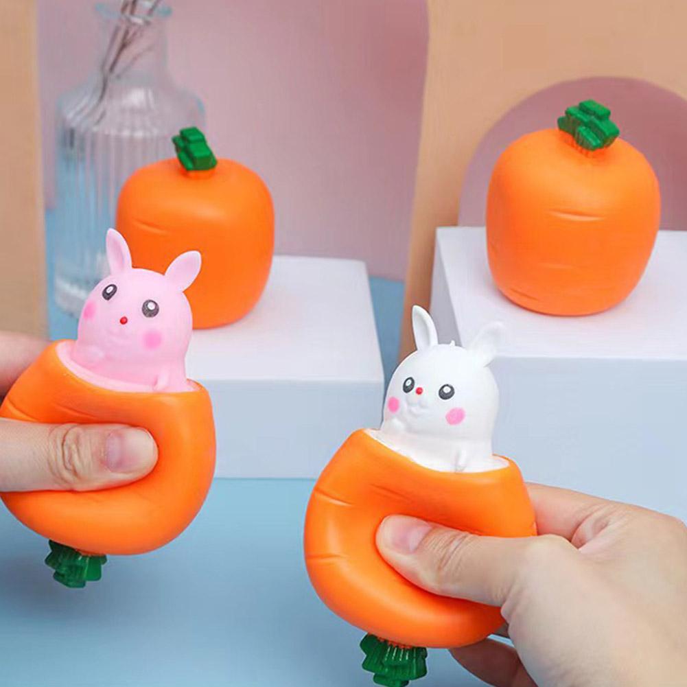 Đồ Chơi Mềm Dẻo Giảm Căng Thẳng Hình Thỏ Và Cà Rốt k2a5