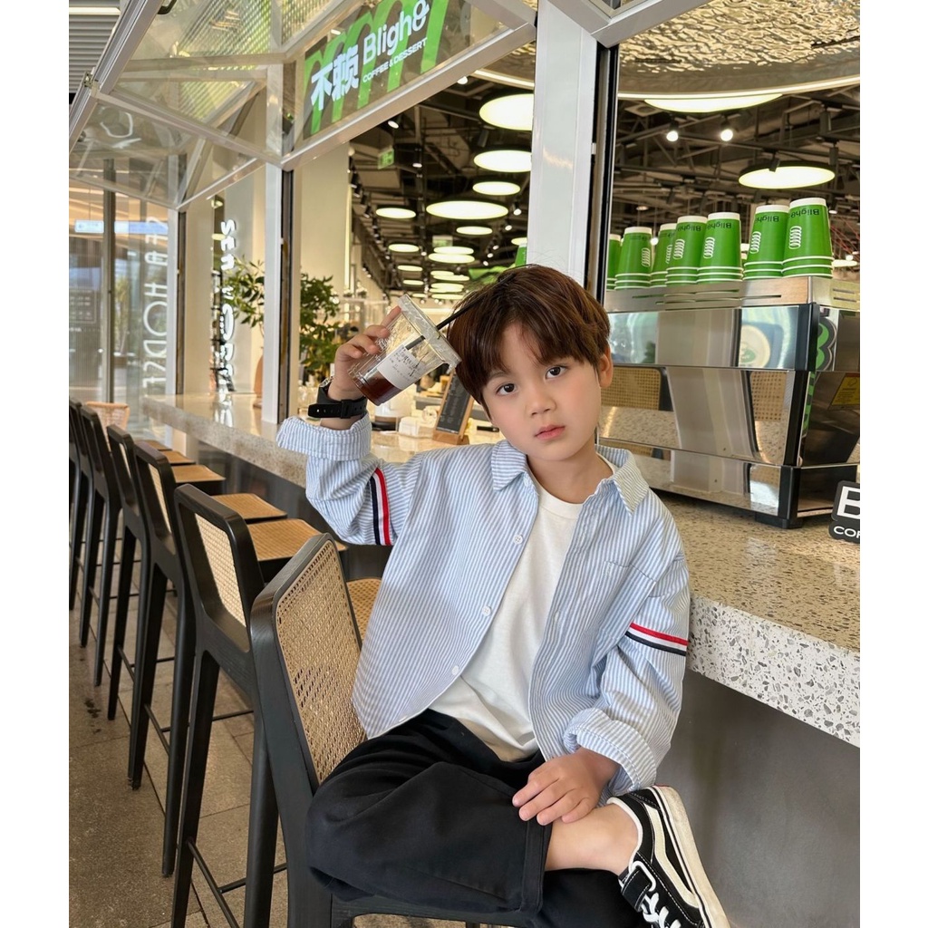 Áo Sơ Mi Tay Dài Phong Cách Hàn Quốc Thời Trang Xuân Thu Cho Bé Trai