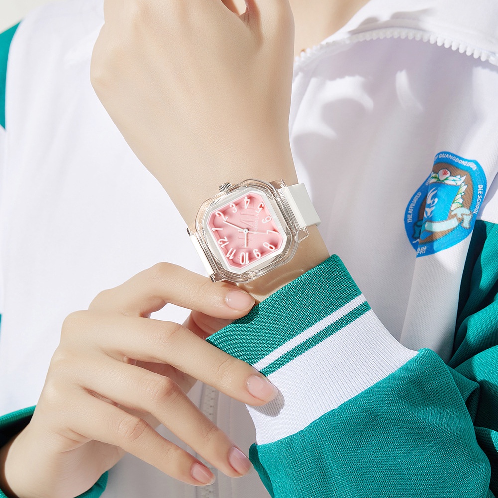 Đồng Hồ Đeo Tay Mặt Vuông Dây silicone Phát Quang Phong Cách Âu Mỹ Thời Trang Cho Nam Và Nữ