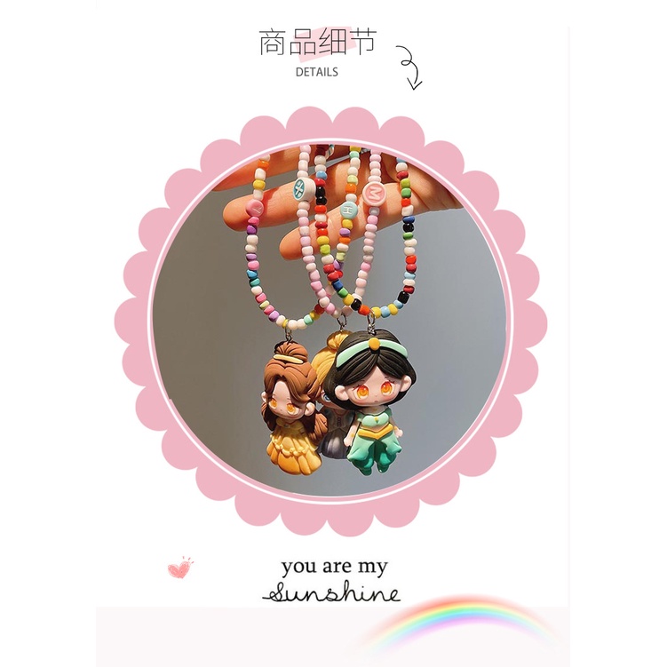 Vòng Cổ Xỏ Hạt Thủ Công Hình Công Chúa frozen / Nàng Tiên Cá Hoạt Hình Cho Bé Gái