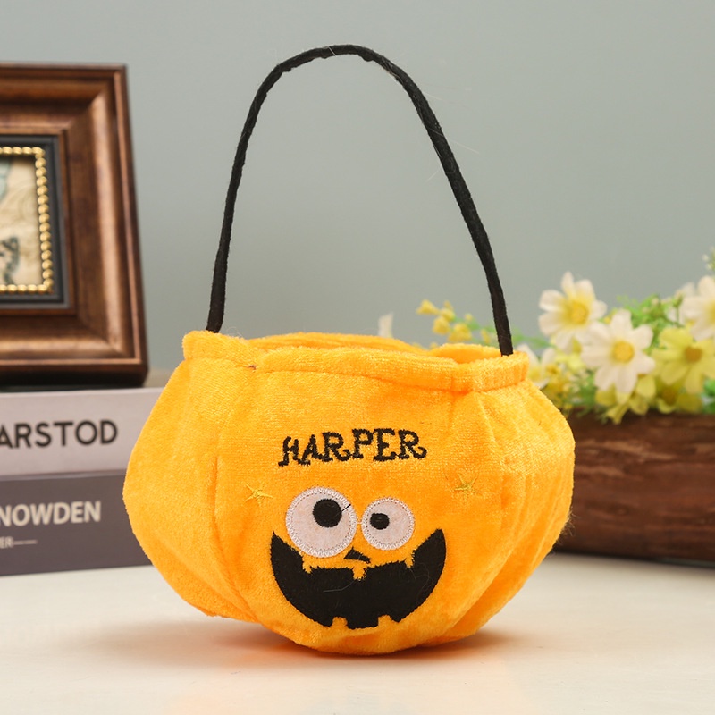 Túi Đựng Kẹo Hình Tròn Họa Tiết Ma Bí Ngô Trang Trí halloween Cho Bé