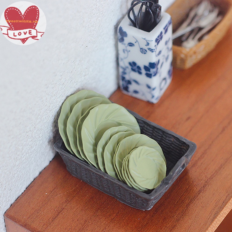 Tri set 4 Món Chén Đĩa 1: 6 / 1: 12 Phong Cách Bắc Âu Trang Trí Nhà Búp Bê vn