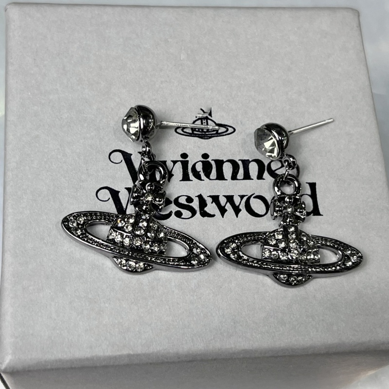 Bông Tai Hình Hành Tinh Đính Kim Cương Giả Lấp Lánh Phong Cách punk