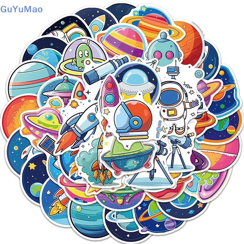 Set 50 Miếng Dán Hình Hành Tinh Vũ Trụ Hoạt Hình graffiti Trang Trí Xe Hơi Ghi Ta laptop Nhật Ký diy prta