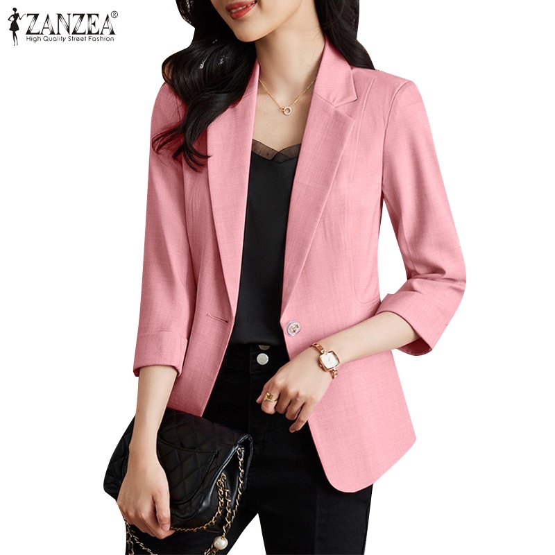 Zanzea Áo Khoác blazer Nữ Tay Lỡ Cổ Bẻ Thời Trang Hàn