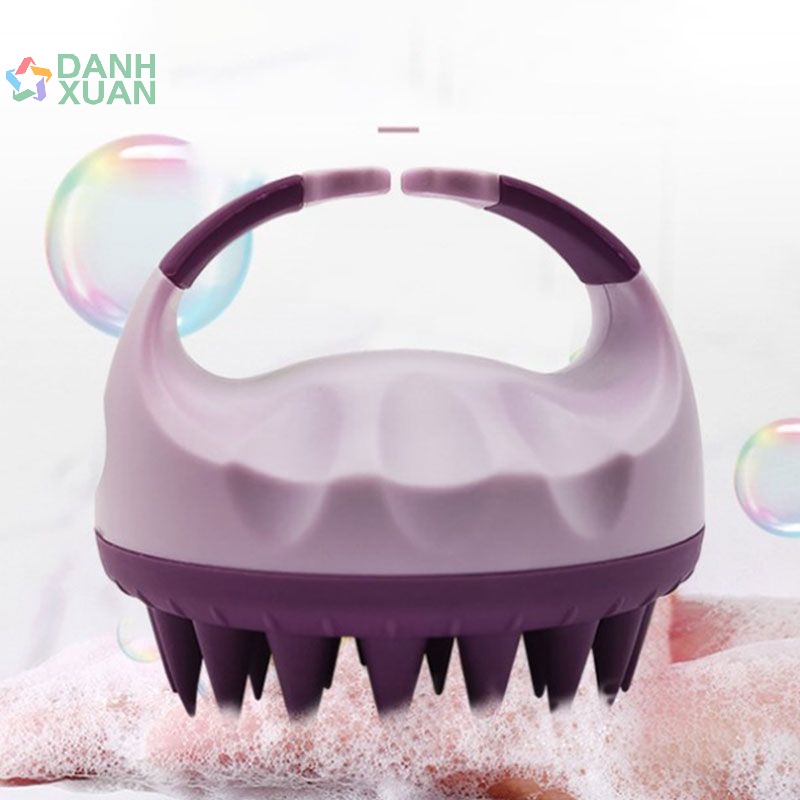 Bàn chải dầu gội silicon cầm tay Bàn Chải Massage da đầu mềm tròn cầm tay