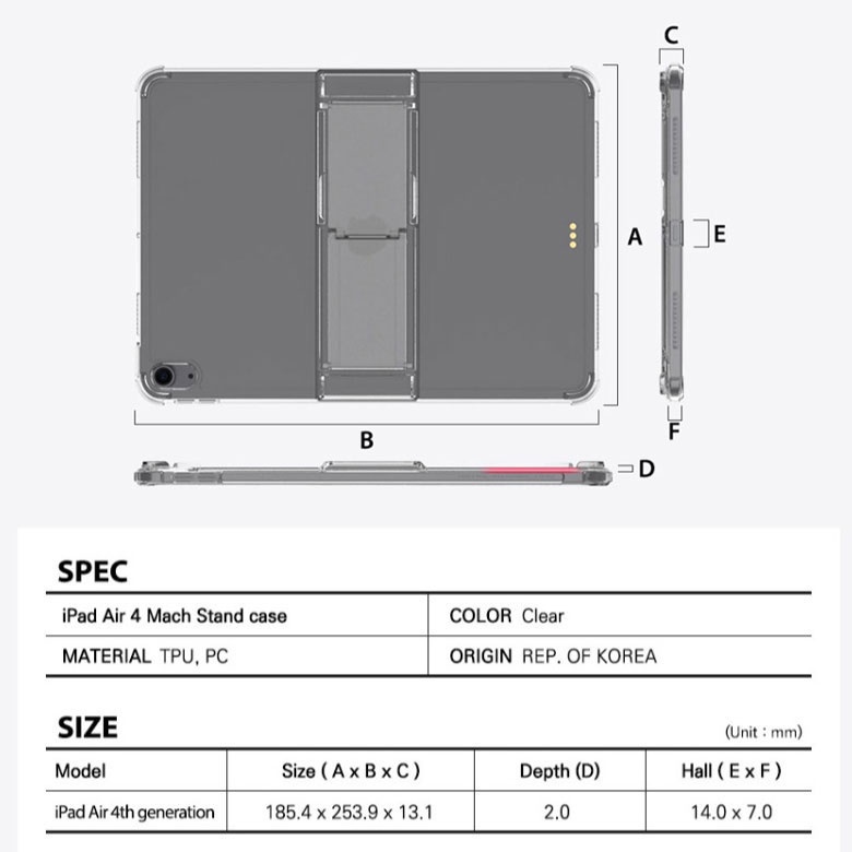 ARAREE iPad Air 4th Mach Stand Case 11-Inch Clear Stand Protective Cover