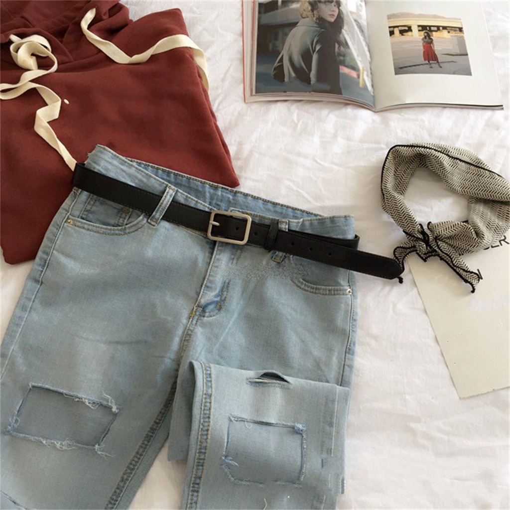 Thắt Lưng Da pu Khóa Chữ Nhật Đơn Giản Phong Cách Hàn Quốc