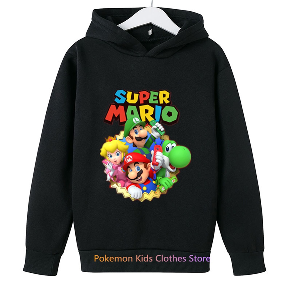 Áo Hoodie Tay Dài In Hình game super mario Cho Bé 3-12 Tuổi Thời Trang