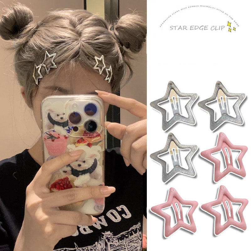 Bộ Kẹp Tóc bb Hình Ngôi Sao Nhiều Màu Sắc Dễ Thương y2k Thời Trang