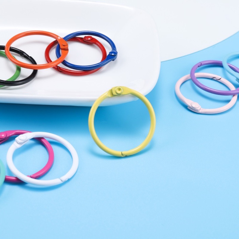 Móc khóa vòng tròn kim loại dày dặn đường kính 3cm nhiều màu sắc dùng móc chìa khóa, làm móc khóa handmade