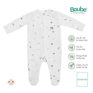 Bộ bodysuit, bộ liền thân liền tất họa tiết dễ thương cho bé sơ sinh Boube, vải cotton organic thoáng mát - Size Newborn