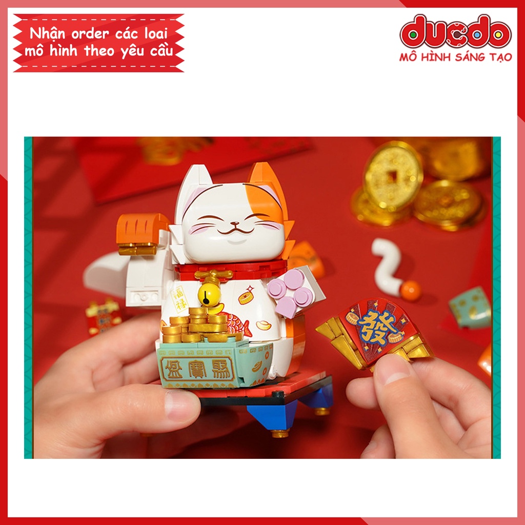 Enlighten K19902 Lắp ghép Mèo thần tài đón tài lộc - Đồ chơi Xếp hình Mô hình