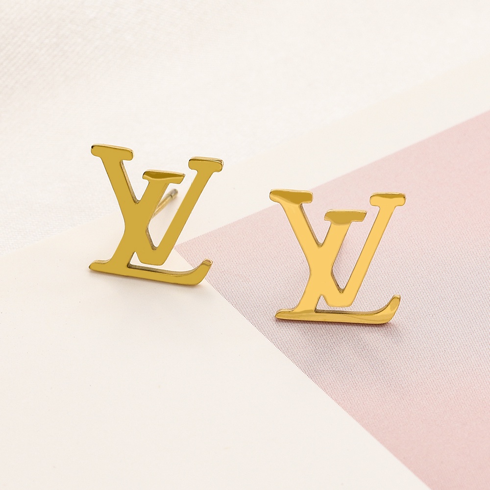 Thời Trang Bông Tai lv Bằng Thép Titan In Chữ louis vuitton Cá Tính Cho Nữ