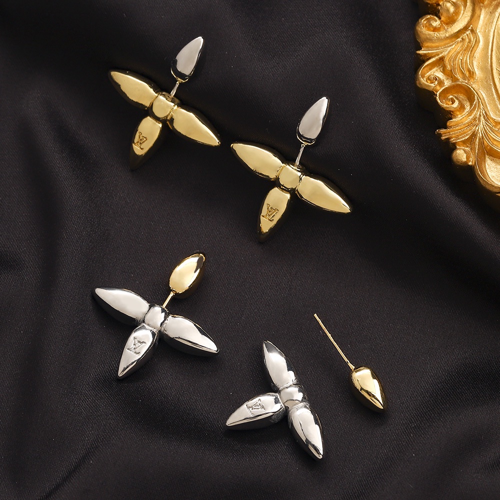 Thời Trang Khuyên Tai Vòng Đôi Bằng Thép titanium In Chữ lv