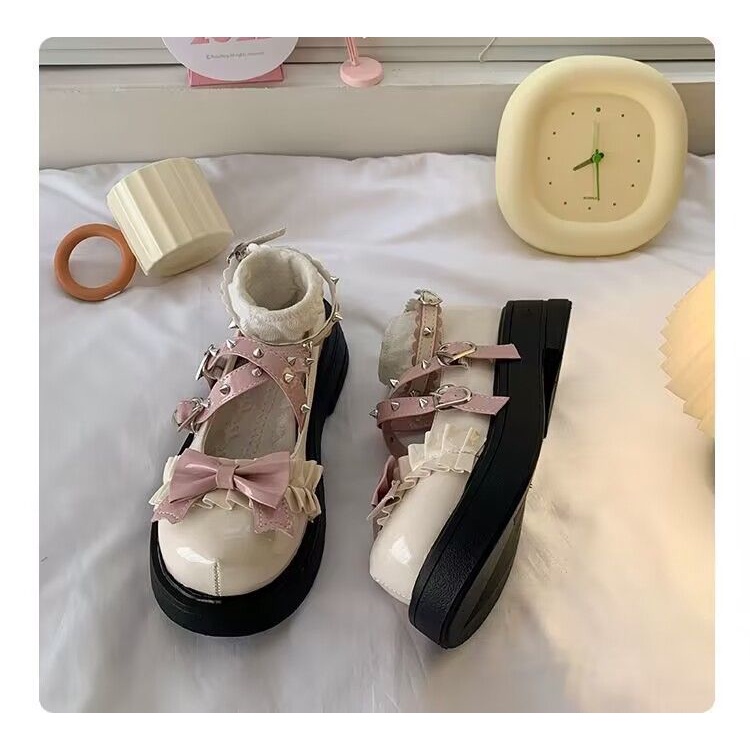 Giày Da Mũi Tròn Đế Dày Phong Cách lolita Nhật Bản Thời Trang Mùa Hè 2023