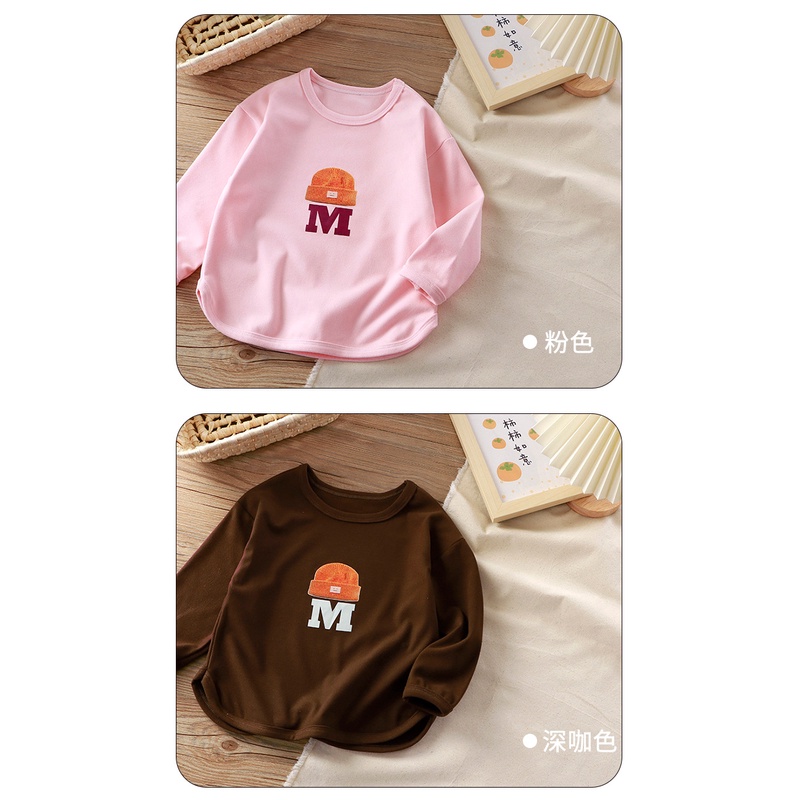 Áo Nhung Cổ Tròn Tay Dài In Chữ Phong Cách Đức Thời Trang Thu Đông Cho Bé Gái 80-150cm