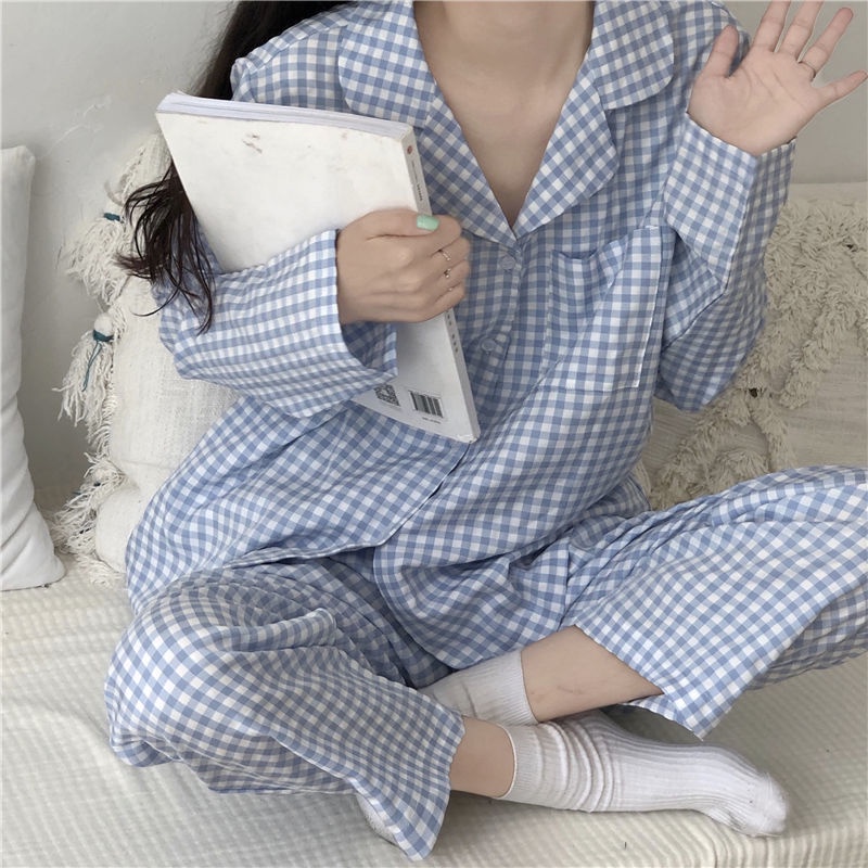 ❤Bộ đồ ngủ nữ ❤Đồ Bộ Pijama Dài Tay Chất Lụa Họa Tiết Hoa Nhí Mềm Mại Phong Cách Hàn Quốc