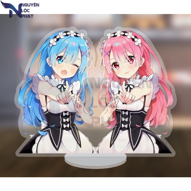 Mô hình standee Ram Rem Re:Zero - Miku dễ thương 5cm/10cm/15cm
