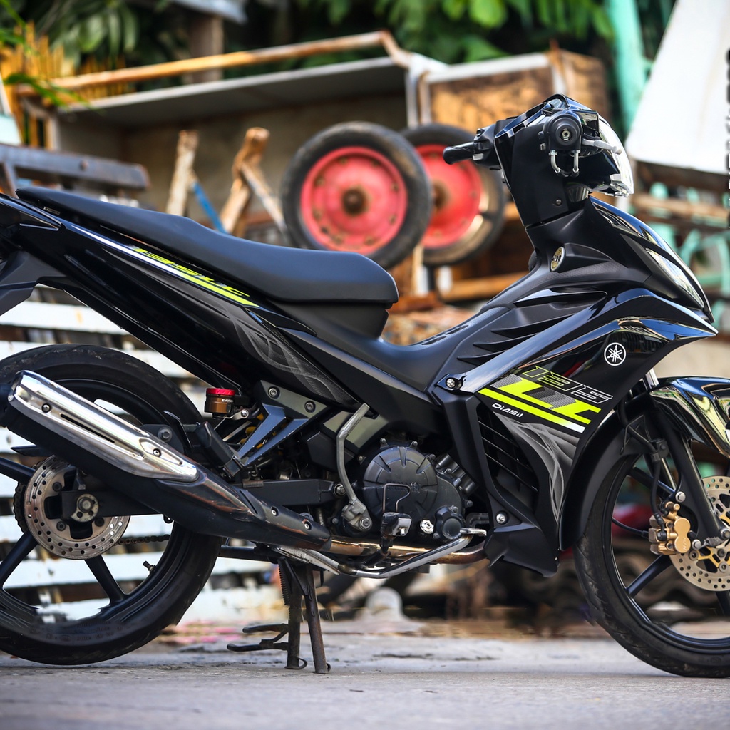 Tem Rời Cho Xe Exciter 135 Mẫu LC Khói Đen Xám Xanh Neon, Tem Cao Cấp 3 Lớp Không Bay Màu