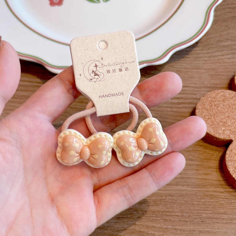 Set 2 Dây Buộc Tóc Co Giãn Hình Ly Trà Sữa Dễ Thương Cho Bé Gái