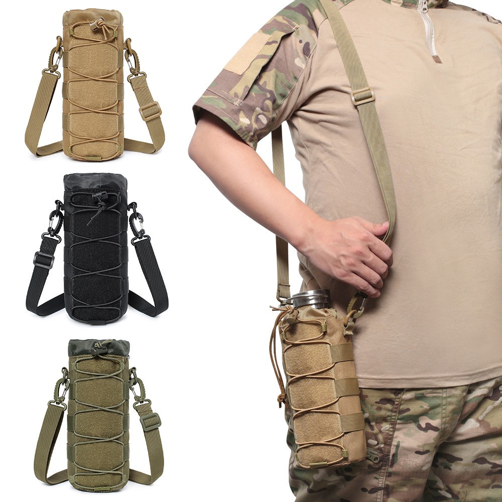 Túi Đựng Bình Nước 1l 1000d Bằng nylon Có Dây Rút Và Đáy Lưới Tiện Dụng Mang Theo Du Lịch Cắm Trại