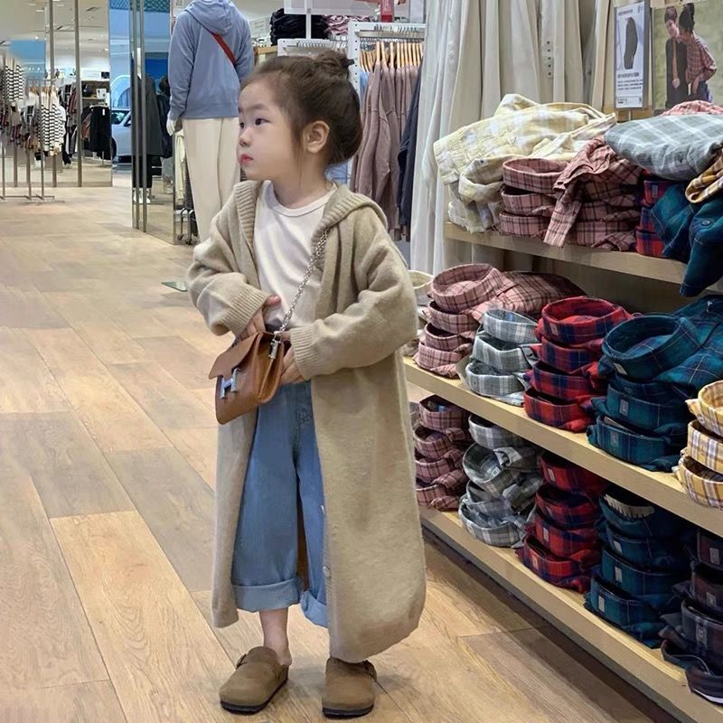 Áo Khoác cardigan Dệt Kim Dáng Rộng Phong Cách Hàn Quốc Thời Trang Mùa Xuân Cho Bé Gái
