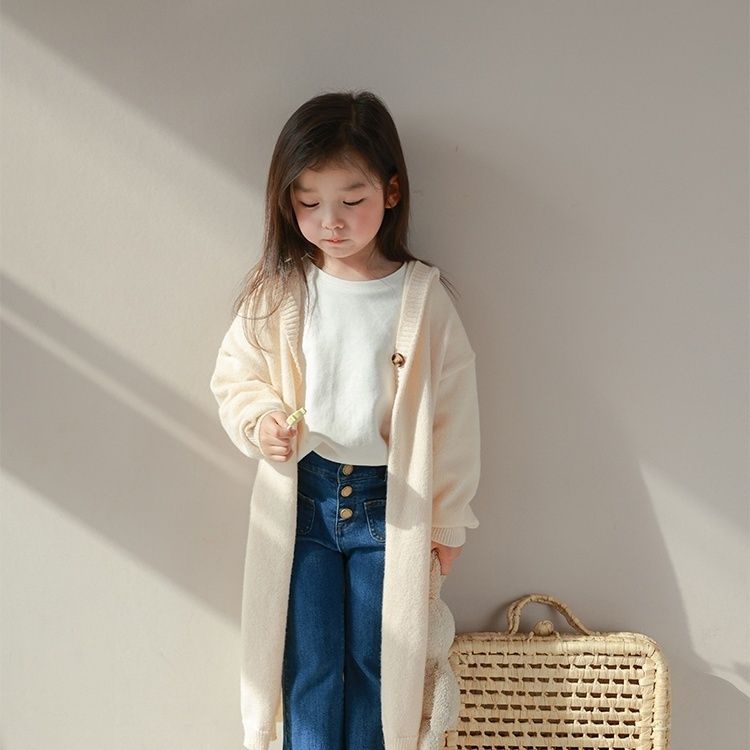 Áo Khoác cardigan Dệt Kim Dáng Rộng Phong Cách Hàn Quốc Thời Trang Mùa Xuân Cho Bé Gái