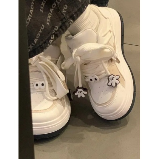 Trắng dày đế giày giải trí thời trang sinh viên Breathable Sneaker giày học sinh giày học