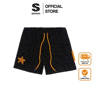 Quần đùi nhung hạ tiết da báo đen - velvet cheetah short in black