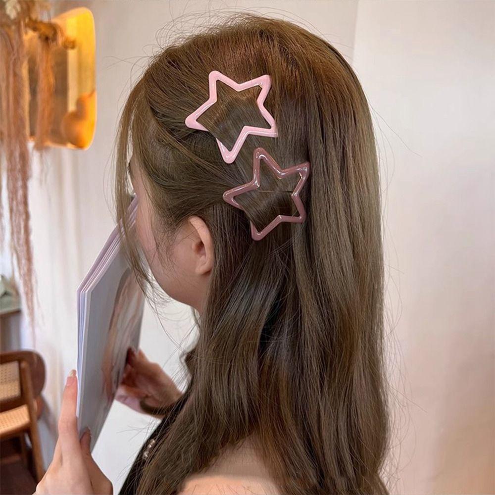 Kẹp Tóc bb y2k Bằng Hợp Kim Rỗng Hình Ngôi Sao Hình Học Cá Tính Cho Nữ bluevelvet side barrettes