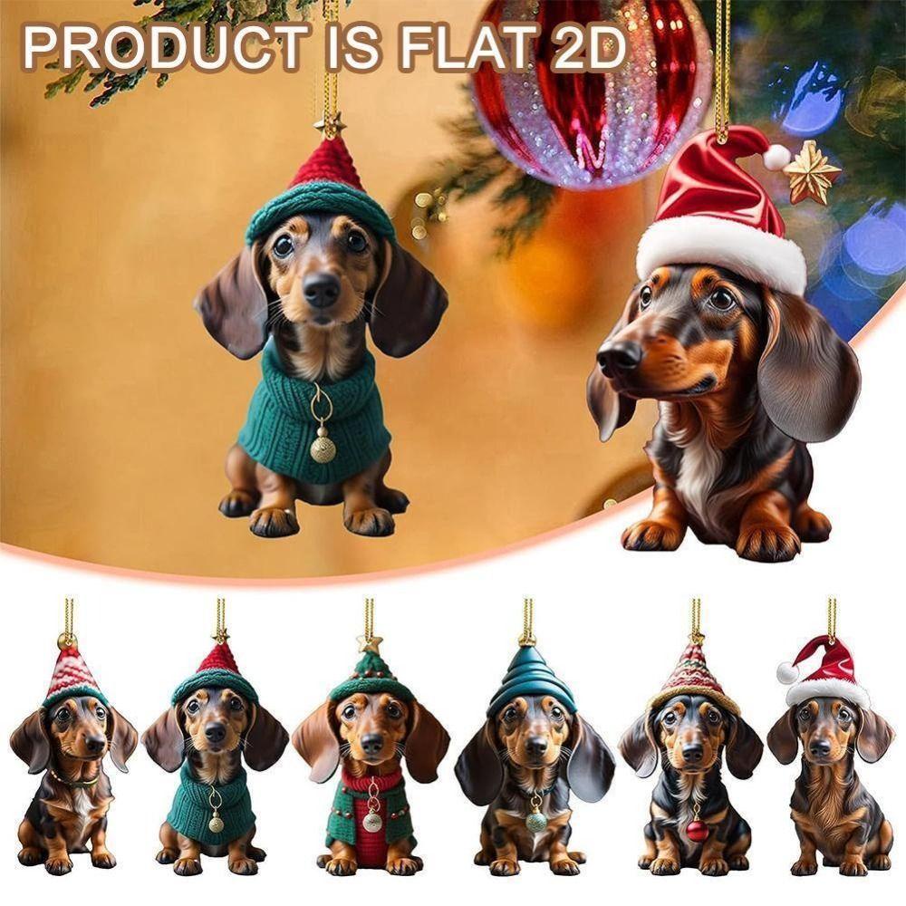 Teavn dog Phụ Kiện Trang Trí Cây Thông Giáng Sinh Bằng acrylic Hình Chú Chó Phù Thủy Đội Mũ Phù Thủy Dễ Thương Thủ Công Mỹ Nghệ Trang Trí Giáng Sinh dachshund