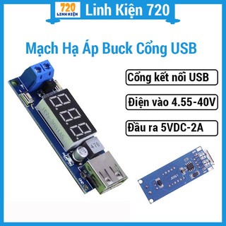 Mạch hạ áp buck dc-dc 4.55-40v xuống 5v 2a cổng usb sạc điện thoại