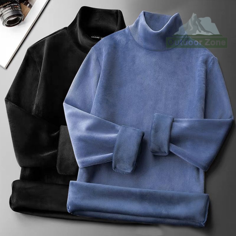 Áo Thun Tay Dài Cổ Cao Hai Mặt Lót Nhung Dày Giữ Nhiệt Thời Trang Thu Đông Cho Nam
