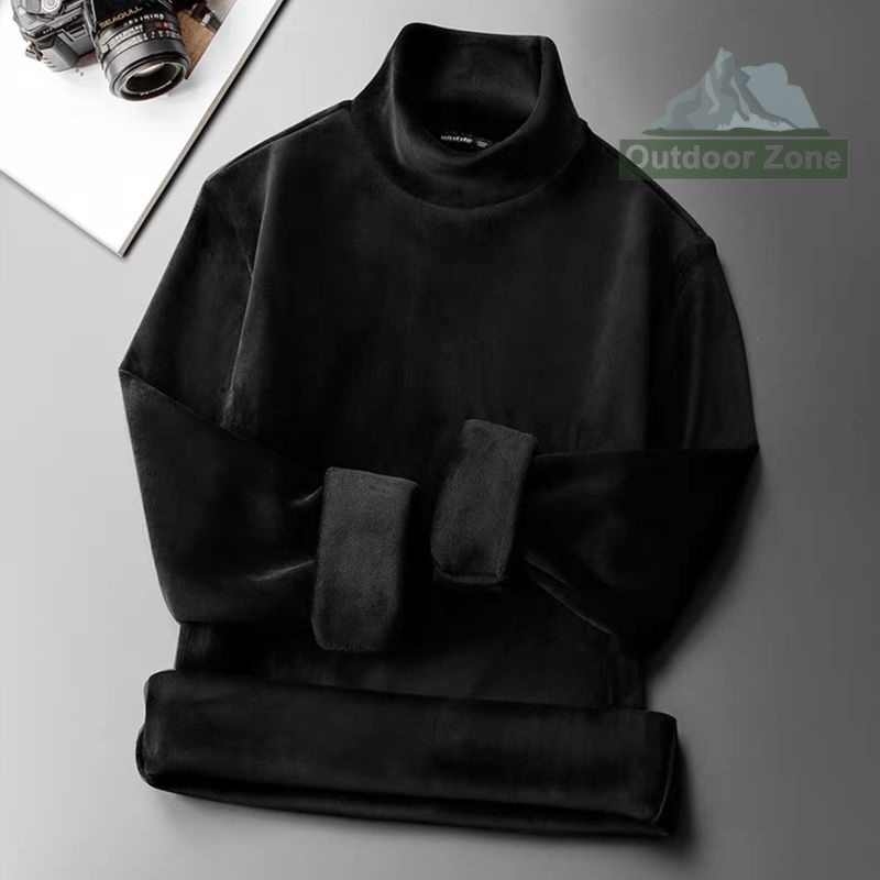 Áo Thun Tay Dài Cổ Cao Hai Mặt Lót Nhung Dày Giữ Nhiệt Thời Trang Thu Đông Cho Nam