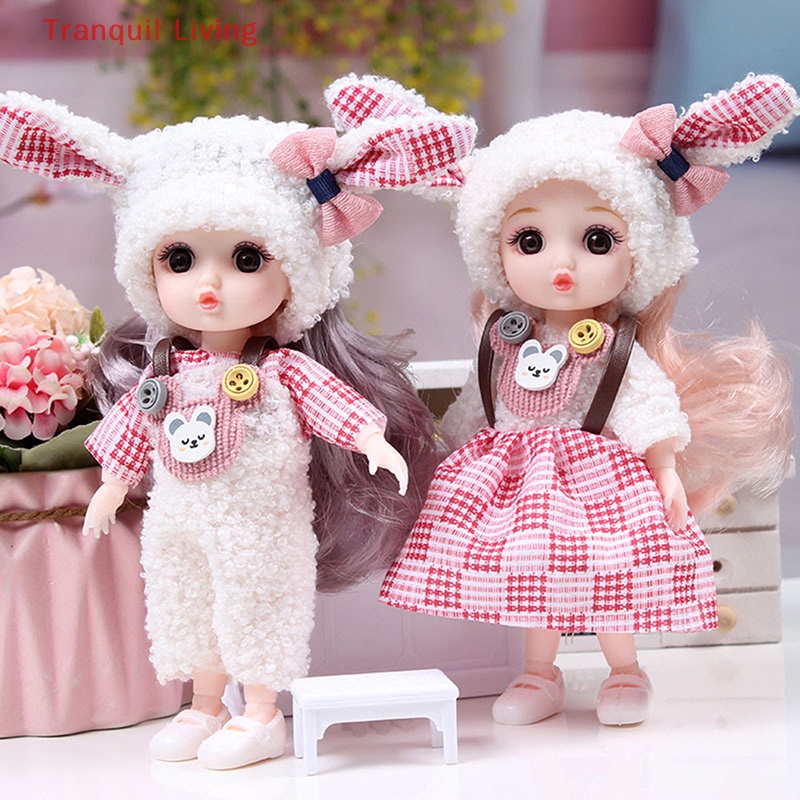 Búp Bê Khớp Động mini 16cm Có Thể Tháo Rời Kèm Quần Áo Cho Bé Gái