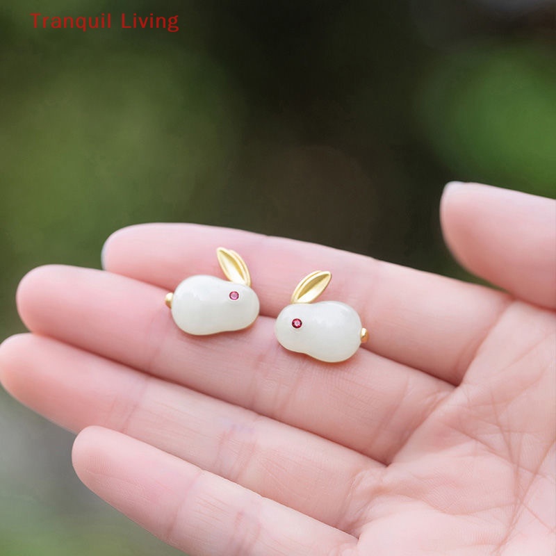 Vòng Tay Ngọc Bích Hình Thỏ hetian Dễ Thương Đơn Giản Cá Tính Quyến Rũ Dành Cho Nữ