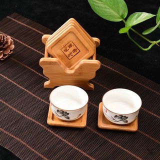 Bộ giữ cốc kèm 6 lót bằng gỗtre - lót tách trà tre - giá đỡ cốc -tấm lót trà tròn cách nhiệt coaster