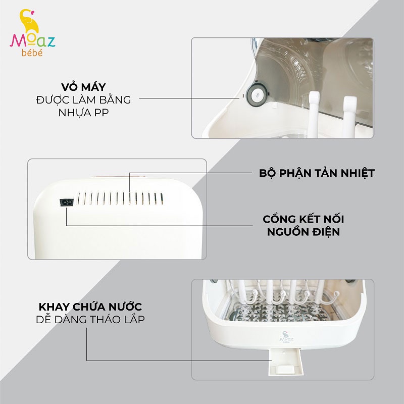 Máy úp bình sữa, tiệt trùng sấy khô tia UVC Moaz BéBé MB044 - Chính Hãng
