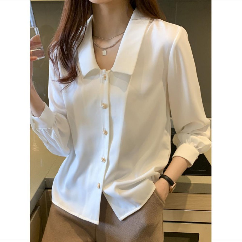 Áo Sơ Mi satin Dài Tay Phong Cách Hàn Quốc Thời Trang Xuân Thu Cho Nữ