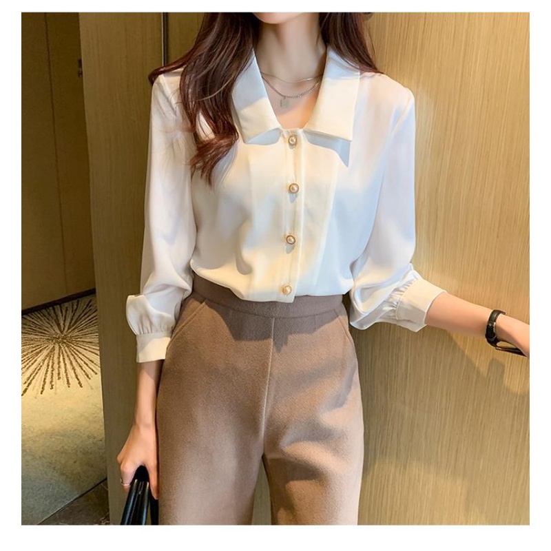 Áo Sơ Mi satin Dài Tay Phong Cách Hàn Quốc Thời Trang Xuân Thu Cho Nữ