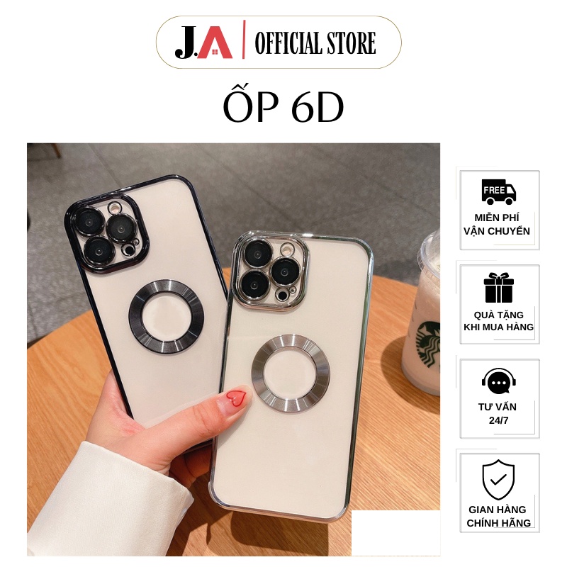 Ốp Lưng Hở Táo Nam Châm 6D, Bảo Vệ Camera, Viền Xi Nhôm, Cho Điện Thoại iPhone 7 tới 14 promax (J.A 