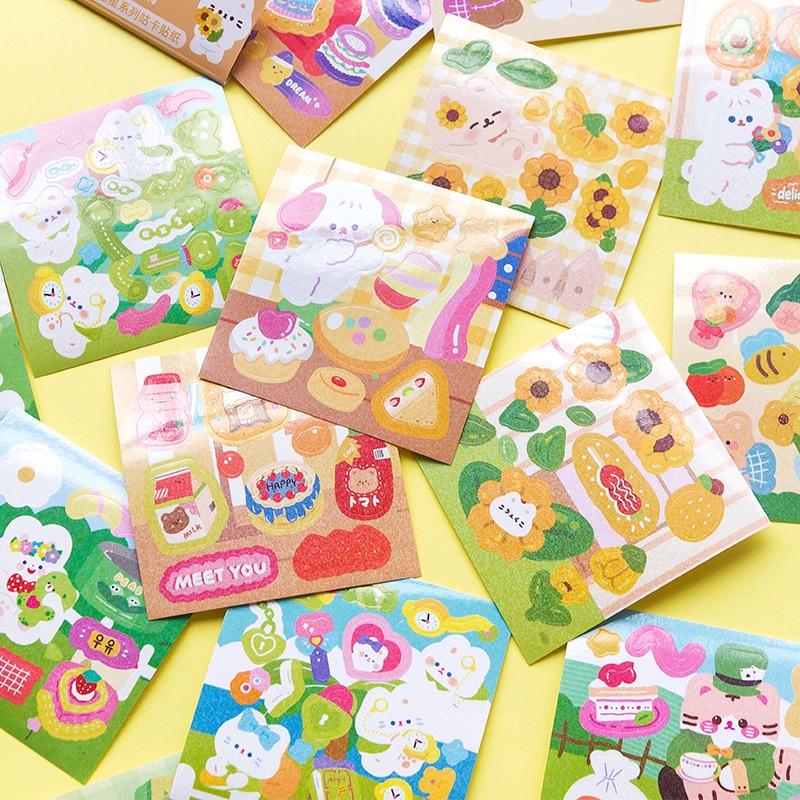 Mohamm Set 10 Tấm Sticker Dán Trang Trí Sổ Tay diy Hình Động Vật Dễ Thương Sáng Tạo