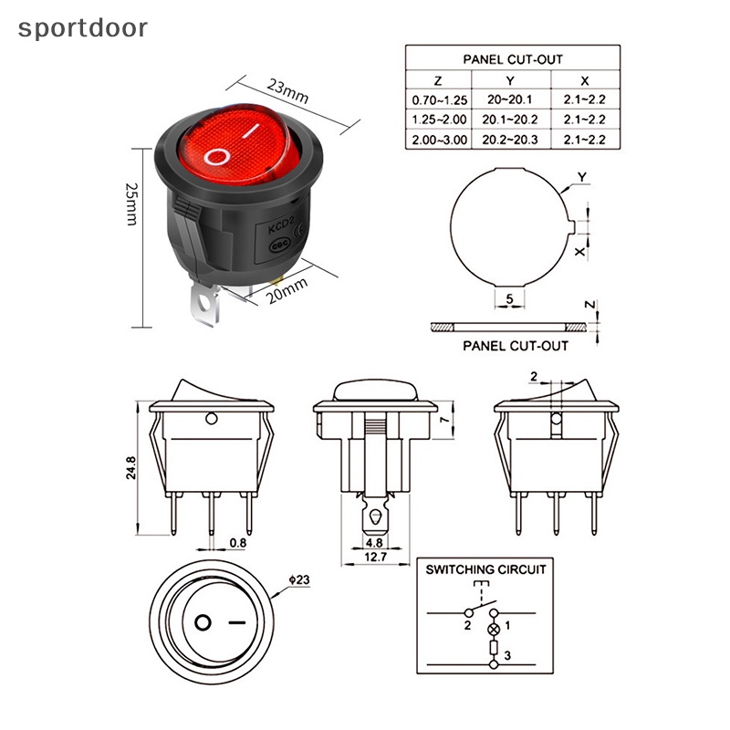 Công Tắc Nguồn Hình Tròn 6a 250v 20mm 2 / 3 feet 2 / 3 Chất Lượng Cao Chống Thấm Nước Cho Tàu Thuyền
